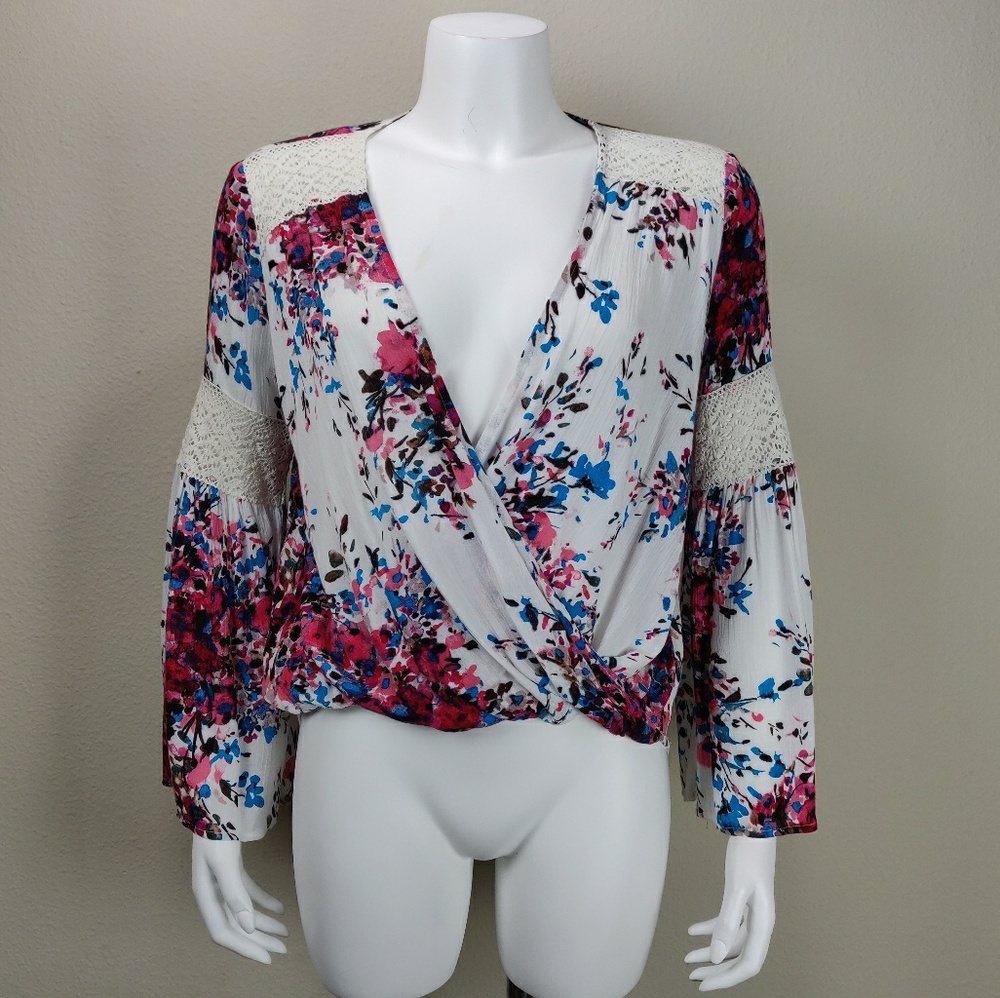 Lovestitch Boho Floral Wrap Front Blouse